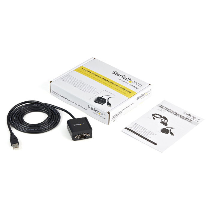 StarTech.com Cable USB a Puerto Serie RS232 DB9 con Retención COM, 1,8 m, Negro