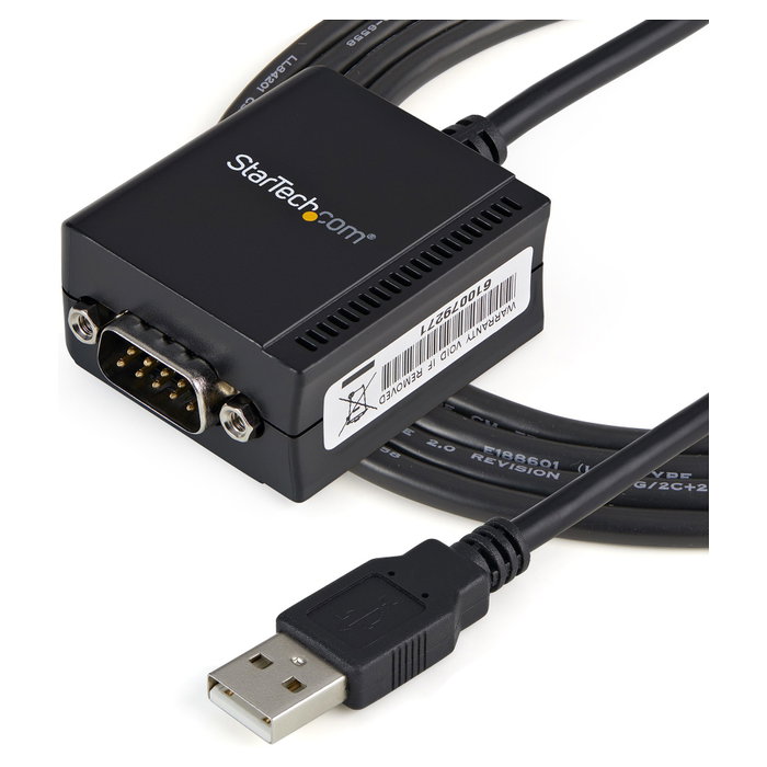 StarTech.com Cable USB a Puerto Serie RS232 DB9 con Retención COM, 1,8 m, Negro