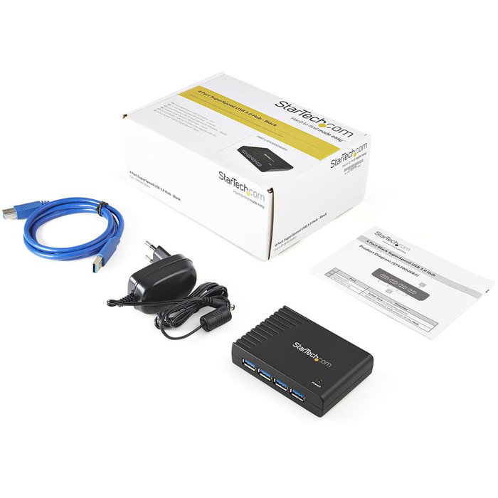 Startech Hub USB 3.0 4 Puertos Tipo A SuperSpeed 5 Gbps Compatible PC Mac ST4300USB3EU
