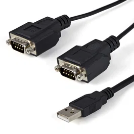 StarTech.com Cable USB 2.0 a 2 Puertos Serie RS232 DB9 1,8m con Retención Puerto COM Negro