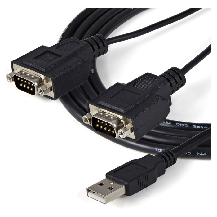 StarTech.com Cable USB a 2 Puertos Serie RS232 DB9 Negro ICUSB2322F