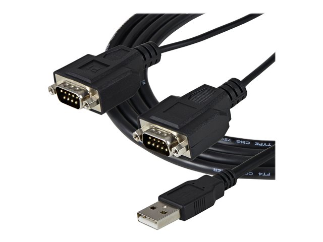 StarTech.com Adaptador USB a 2 Puertos Serie RS-232 DB9, Cable de 1.8m, Compatible con Windows, Linux, macOS (USB2SERIALDB9)