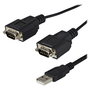 StarTech.com Adaptador USB a 2 Puertos Serie RS-232 DB9, Cable de 1.8m, Compatible con Windows, Linux, macOS (USB2SERIALDB9)