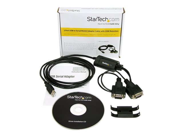 StarTech.com Adaptador USB a 2 Puertos Serie RS-232 DB9, Cable de 1.8m, Compatible con Windows, Linux, macOS (USB2SERIALDB9)