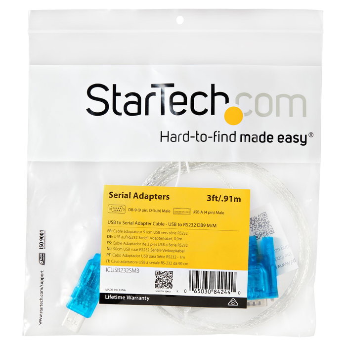 StarTech Cable Adaptador USB a Puerto Serie Serial RS232 DB9 ICUSB232SM3 0,9 m StarTech Cable Adaptador USB a Puerto Serie Serial RS232 DB9 ICUSB232SM3 0,9 m