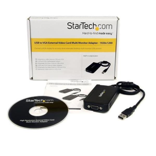 Adaptador USB a VGA Startech USB2VGAE3 Negro
