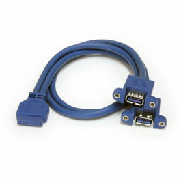 Startech USB3SPNLAFHD Cable de montaje en panel de 2 puertos USB 3.2 Gen 1, 50 cm, Azul