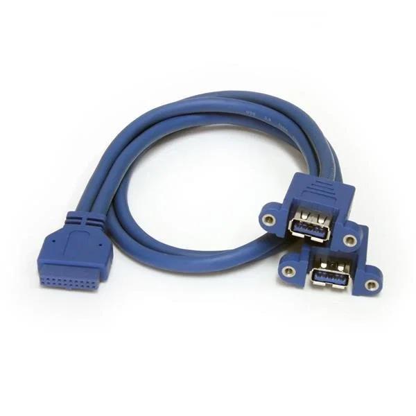 StarTech.com Cable Extensor USB 3.0 50cm 2 Puertos Montaje en Panel Hembra USB A IDC Azul StarTech.com Cable Extensor USB 3.0 50cm 2 Puertos Montaje en Panel Hembra USB A IDC Azul