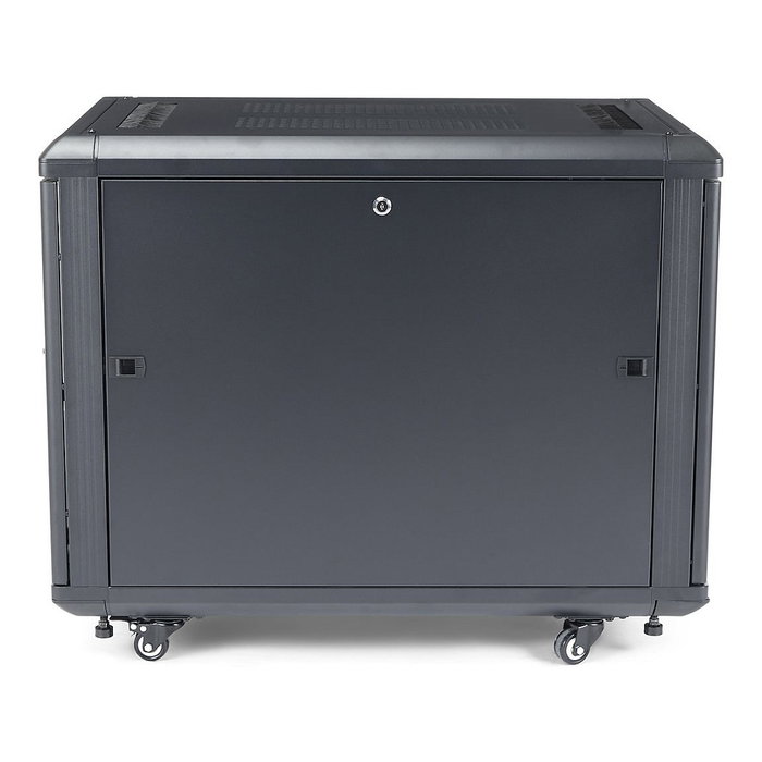 StarTech Armario Rack para Servidores 12U 19" con Ruedas, Cerradura, 4 Postes, 800 kg de Carga, Bastidor Independiente, Negro, 900 mm de Profundidad