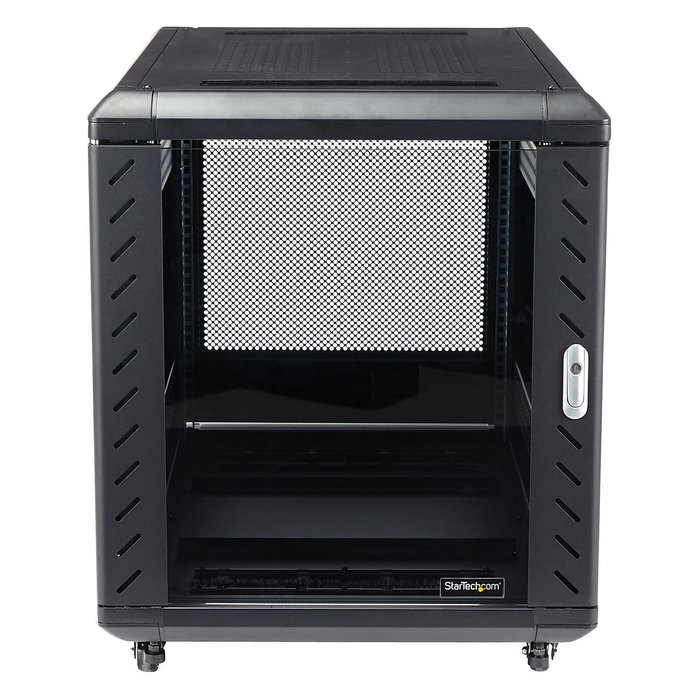 StarTech Armario Rack para Servidores 12U 19" con Ruedas, Cerradura, 4 Postes, 800 kg de Carga, Bastidor Independiente, Negro, 900 mm de Profundidad