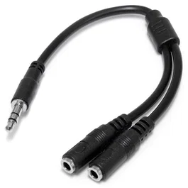 StarTech.com Adaptador Divisor Auriculares Mini-Jack 3,5mm 3 Pines Macho a 2x Mini-Jack 3 Pines Hembra 0,2m Negro