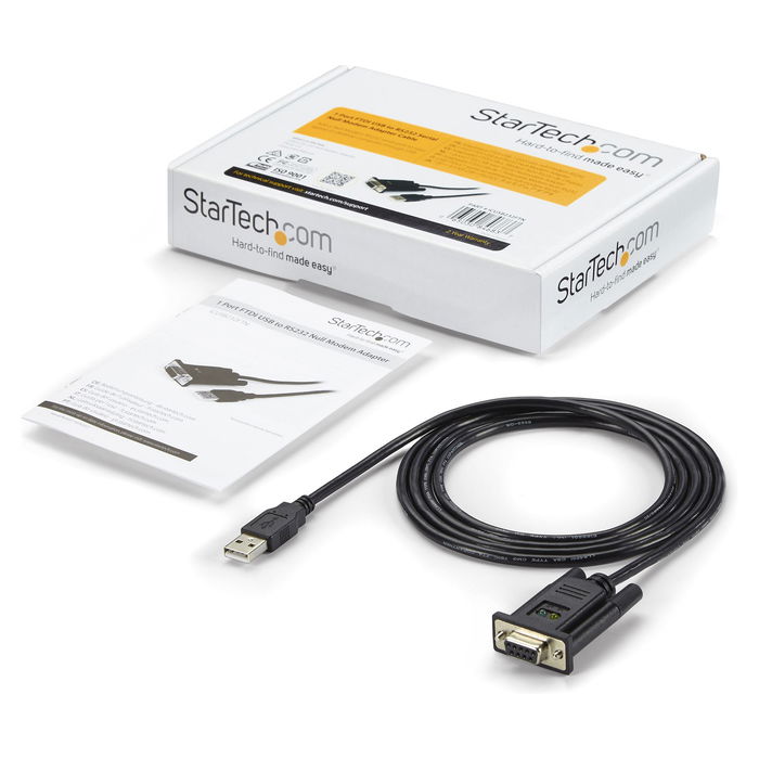 StarTech Adaptador USB a Null Modem RS232 DB9 Serial DCE con Cable FTDI, 1 Puerto
