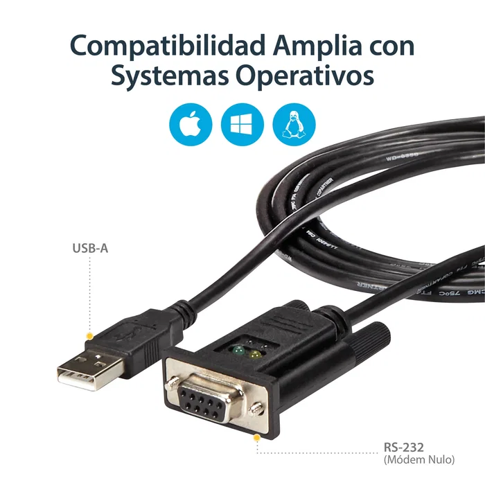 StarTech ICUSB232FTN Cable Adaptador USB a Módem Nulo Serie RS232 DB9 DCE