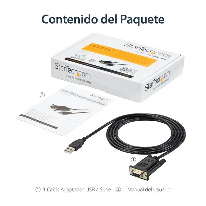 StarTech ICUSB232FTN Cable Adaptador USB a Módem Nulo Serie RS232 DB9 DCE