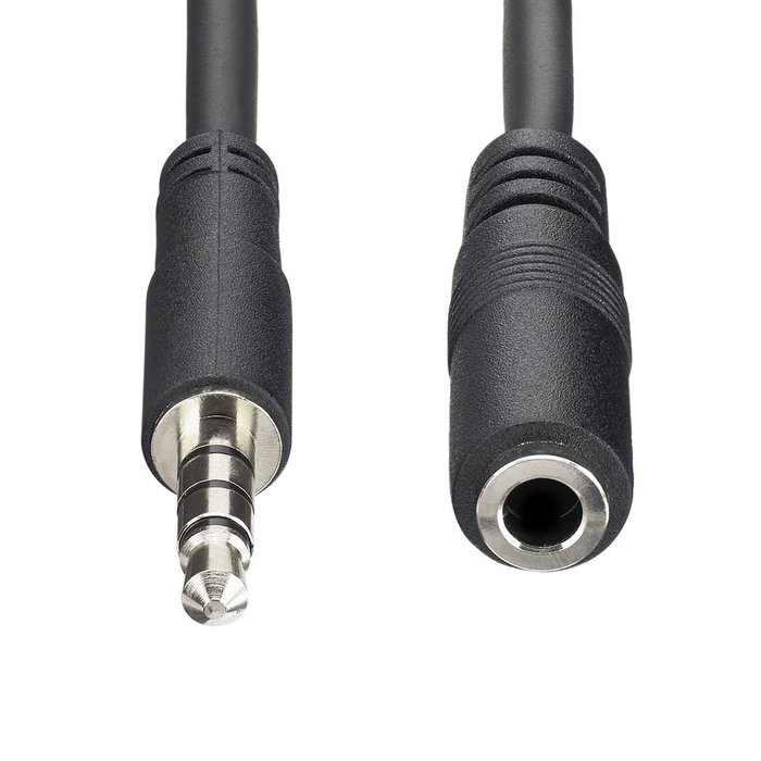 StarTech.com Cable de Extensión Alargador Mini-Jack 3.5 mm 4 Polos (CTIA) 1 Metro Negro para Auriculares, Headset, PC y Móvil MUHSMF1M