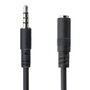 StarTech.com Cable de Extensión Alargador Mini-Jack 3.5 mm 4 Polos (CTIA) 1 Metro Negro para Auriculares, Headset, PC y Móvil MUHSMF1M
