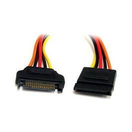 StarTech.com Cable de Extension de Alimentacion SATA 15 Pines, 30cm/12in, Macho a Hembra, RoHS, CE