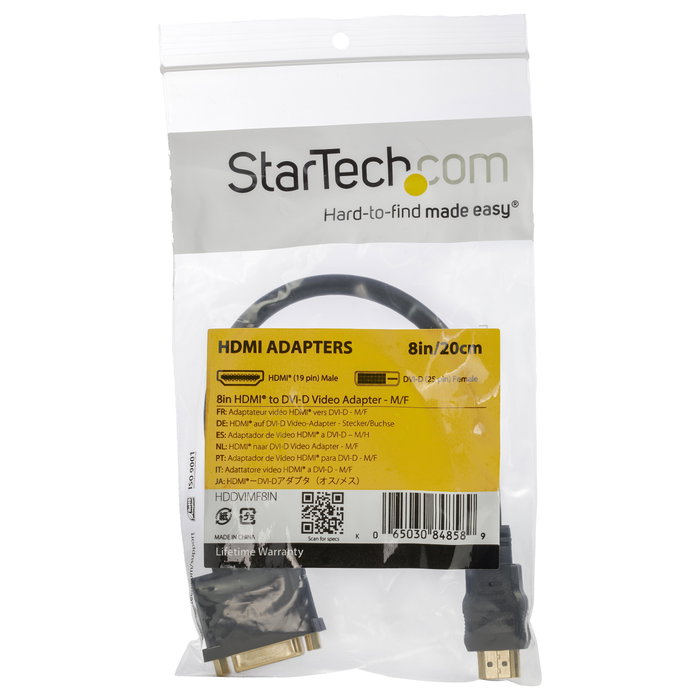 StarTech Adaptador HDMI Macho a DVI-D Hembra 0.20m Negro HDDVIMF8IN StarTech Adaptador HDMI Macho a DVI-D Hembra 0.20m Negro HDDVIMF8IN