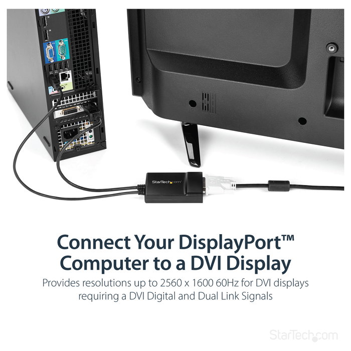 StarTech.com Adaptador de vídeo activo DisplayPort a DVI-D Dual Link DP2DVID2 Negro