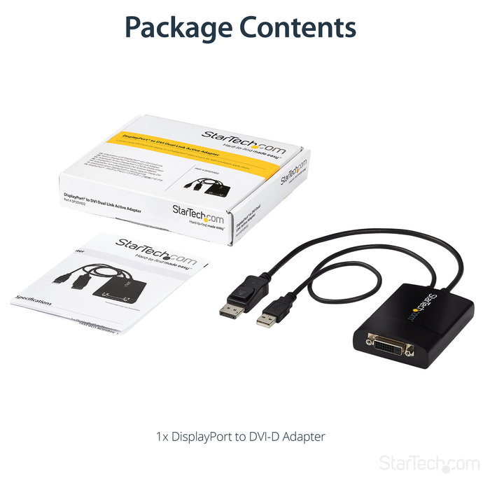 StarTech.com Adaptador de vídeo activo DisplayPort a DVI-D Dual Link DP2DVID2 Negro