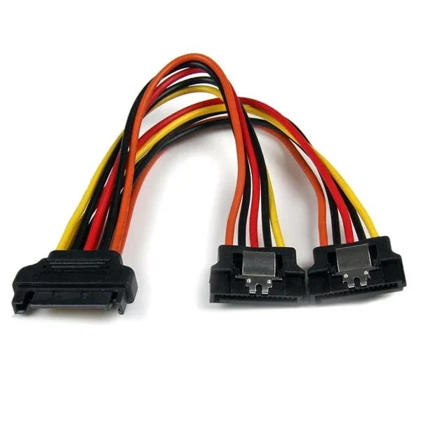 StarTech.com PYO2LSATA Cable Divisor de Alimentación SATA Interno, Macho a 2x Hembra, 15cm, con Cierre de Seguridad, para Discos Duros
