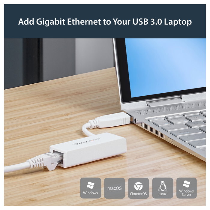 StarTech Adaptador de Red USB 3.0 a Gigabit Ethernet 1 Puerto, NIC Externa, RJ45, 10/100/1000 Mbps, Compatible con Windows, Mac, Linux, AX88179