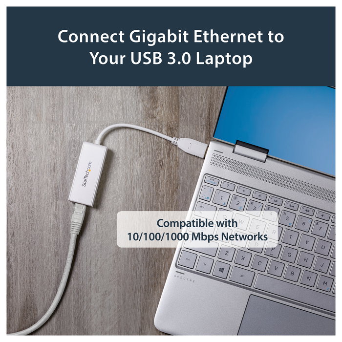 StarTech Adaptador de Red USB 3.0 a Gigabit Ethernet 1 Puerto, NIC Externa, RJ45, 10/100/1000 Mbps, Compatible con Windows, Mac, Linux, AX88179