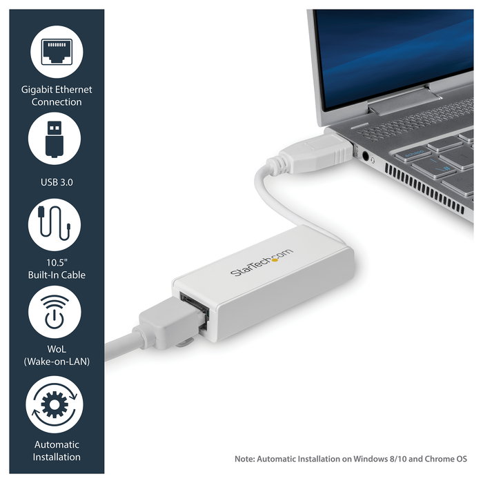 StarTech Adaptador de Red USB 3.0 a Gigabit Ethernet 1 Puerto, NIC Externa, RJ45, 10/100/1000 Mbps, Compatible con Windows, Mac, Linux, AX88179
