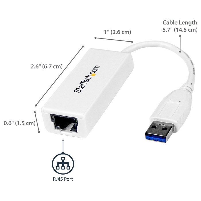 StarTech Adaptador de Red USB 3.0 a Gigabit Ethernet 1 Puerto, NIC Externa, RJ45, 10/100/1000 Mbps, Compatible con Windows, Mac, Linux, AX88179