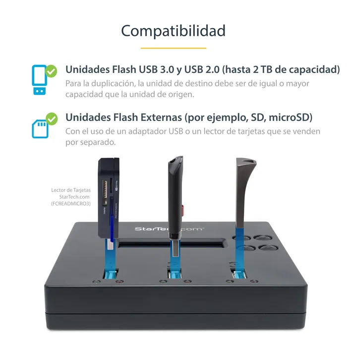 StarTech.com USBDUP12 Duplicador y Borrador Autónomo de Memorias USB 1:2