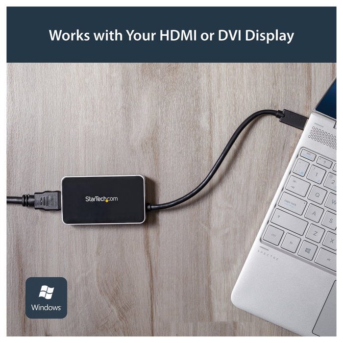 StarTech.com USB32HDEH Adaptador de vídeo USB 3.0 a HDMI con Hub USB Negro