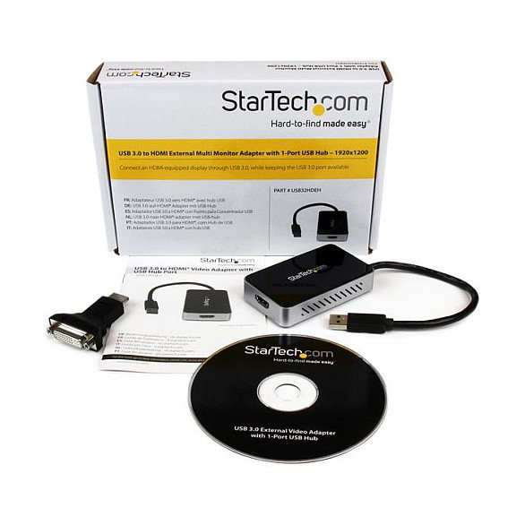 StarTech.com USB32HDEH Adaptador de vídeo USB 3.0 a HDMI con Hub USB Negro