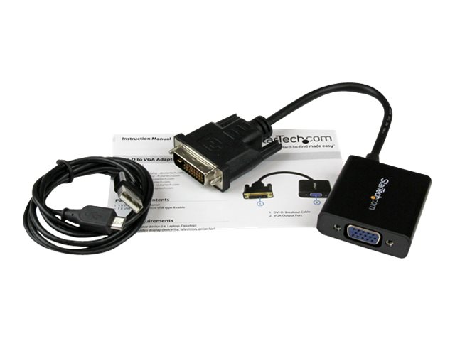 Adaptador DVI-D a VGA Startech DVI2VGAE 0,19 m Negro