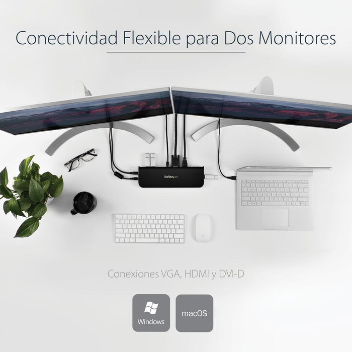 StarTech Docking Station 10 en 1, USB 3.0 para Portátil con HDMI, Gigabit Ethernet, Audio, DVI-D y VGA - Compatible con Windows, Mac, Chrome OS