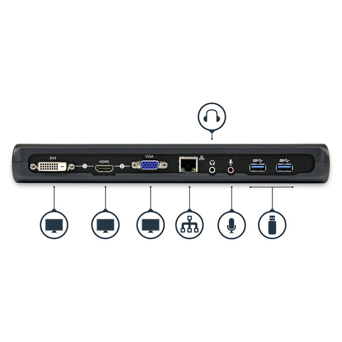 StarTech.com Docking Station USB 3.0 con doble monitor HDMI/DVI/VGA y Ethernet Gigabit StarTech.com Docking Station USB 3.0 con doble monitor HDMI/DVI/VGA y Ethernet Gigabit