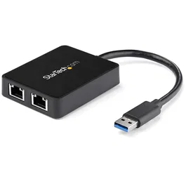 StarTech.com Adaptador de Red Externo USB 3.0 a 2 Puertos Gigabit Ethernet RJ45 + Puerto USB