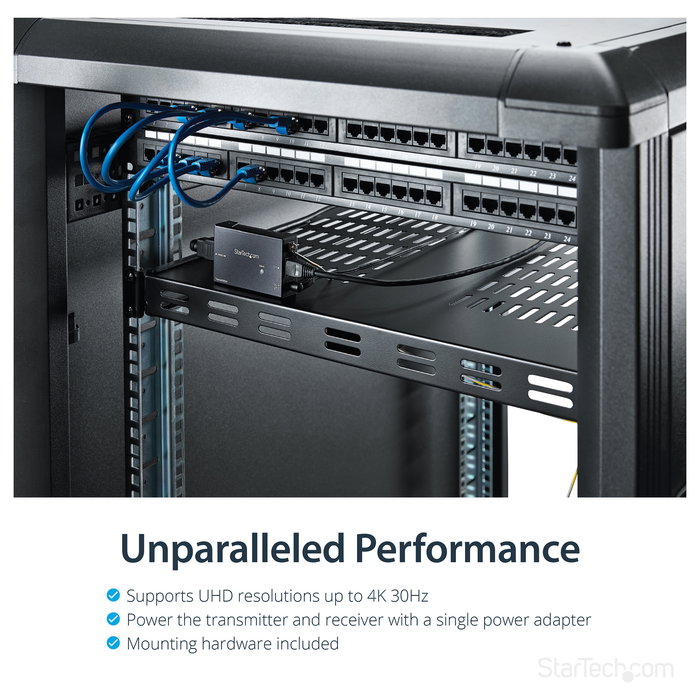 StarTech.com Extensor HDMI HDBaseT por Cable Cat5e/Cat6 - POC, 4K Ultra HD 4096x2160 a 70 m, Transmisor y Receptor, Incluye Adaptadores de Enchufe