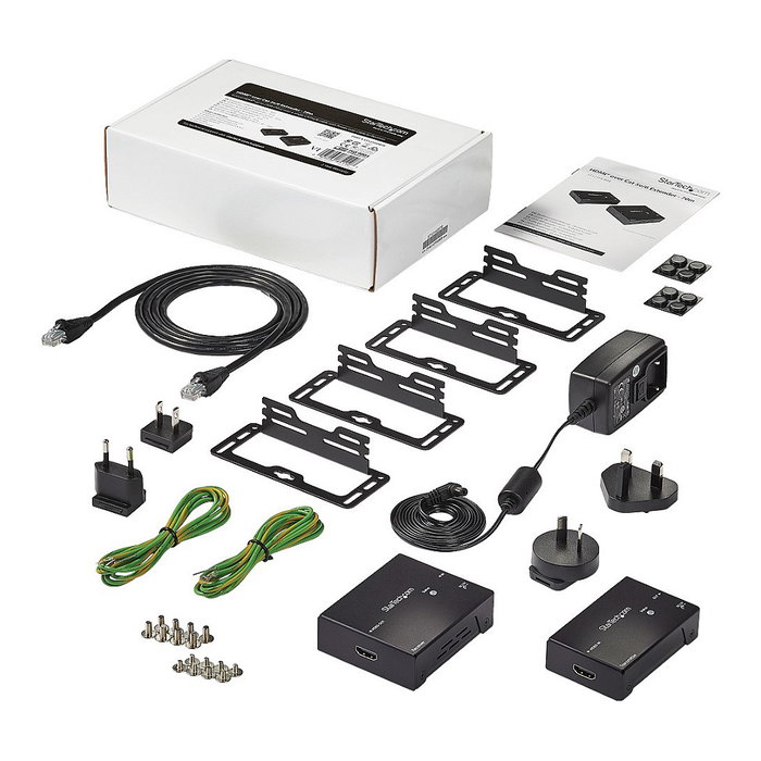 StarTech.com Extensor HDMI HDBaseT por Cable Cat5e/Cat6 - POC, 4K Ultra HD 4096x2160 a 70 m, Transmisor y Receptor, Incluye Adaptadores de Enchufe