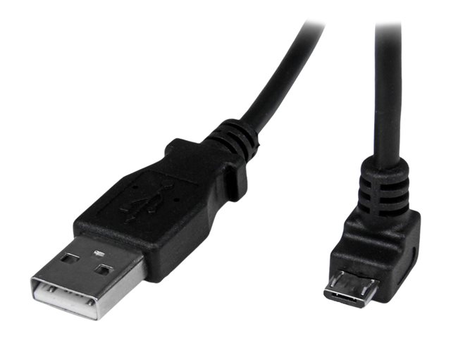 StarTech Cable USB A a Micro USB B 2 metros, Angulado 90° hacia abajo, USB 2.0, Conectores Niquelados, 28 AWG