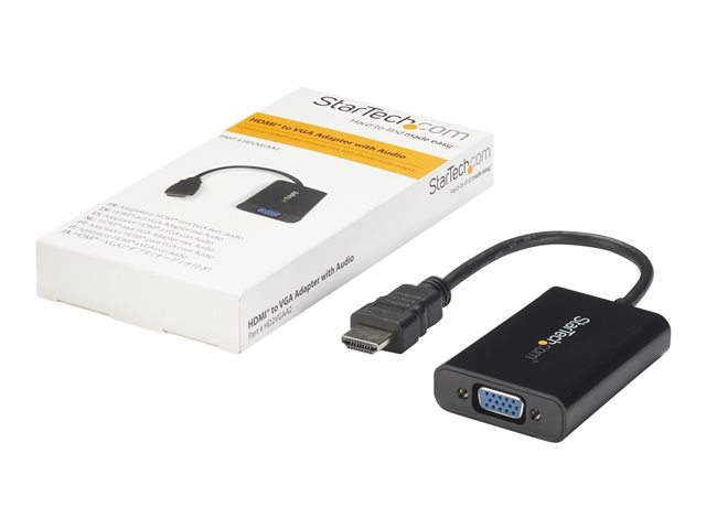 StarTech Adaptador HDMI a VGA con Audio Jack 3.5 mm (1080p, 25 cm) - Conversor Activo - 3 Años de Garantía