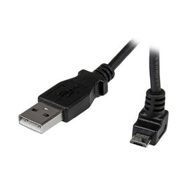 StarTech Cable USB 2.0 A a Micro USB B Acodado Hacia Arriba 2m Negro - Adaptador para Teléfono Móvil