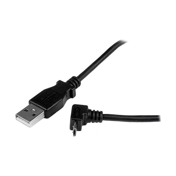 StarTech Cable USB 2.0 A a Micro USB B Acodado Hacia Arriba 2m Negro - Adaptador para Teléfono Móvil
