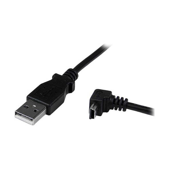 StarTech.com Cable Adaptador USB A Macho a Mini USB B Macho Acodado en Ángulo hacia Abajo 2m