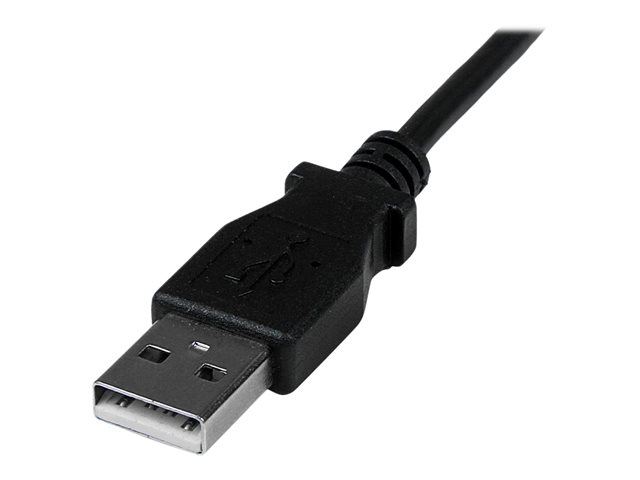 StarTech Cable Adaptador USB Tipo A a Mini USB B 2m Negro Acodado 90° para Cámara GPS Disco Externo USB 2.0 Doble Blindado