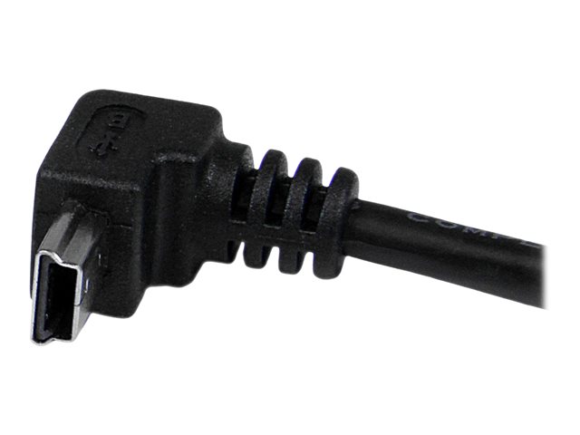 StarTech Cable Adaptador USB Tipo A a Mini USB B 2m Negro Acodado 90° para Cámara GPS Disco Externo USB 2.0 Doble Blindado