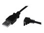 StarTech Cable Adaptador USB Tipo A a Mini USB B 2m Negro Acodado 90° para Cámara GPS Disco Externo USB 2.0 Doble Blindado