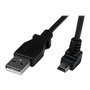 StarTech Cable Adaptador USB Tipo A a Mini USB B 2m Negro Acodado 90° para Cámara GPS Disco Externo USB 2.0 Doble Blindado
