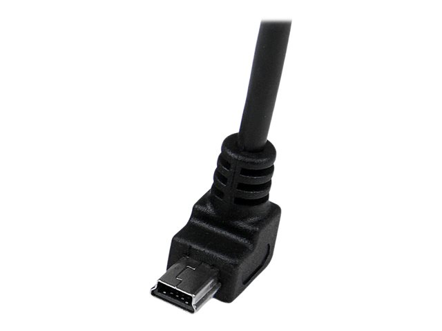 StarTech Cable Adaptador USB Tipo A a Mini USB B 2m Negro Acodado 90° para Cámara GPS Disco Externo USB 2.0 Doble Blindado