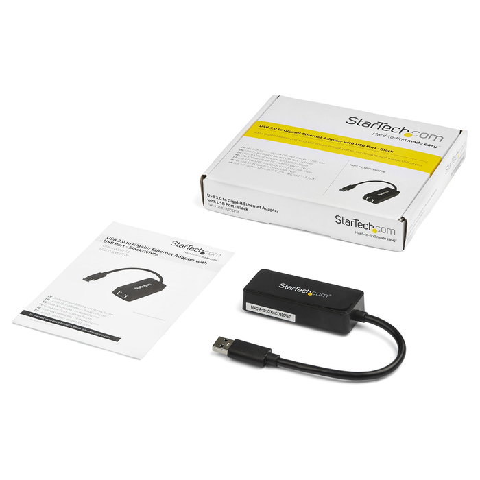 StarTech.com Adaptador de red USB 3.0 a Gigabit Ethernet con puerto USB integrado USB31000SPTB