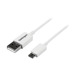 StarTech.com Cable USB A a Micro USB B 2 m Blanco - USB 2.0 Macho a Macho para Teléfono Móvil Smartphone